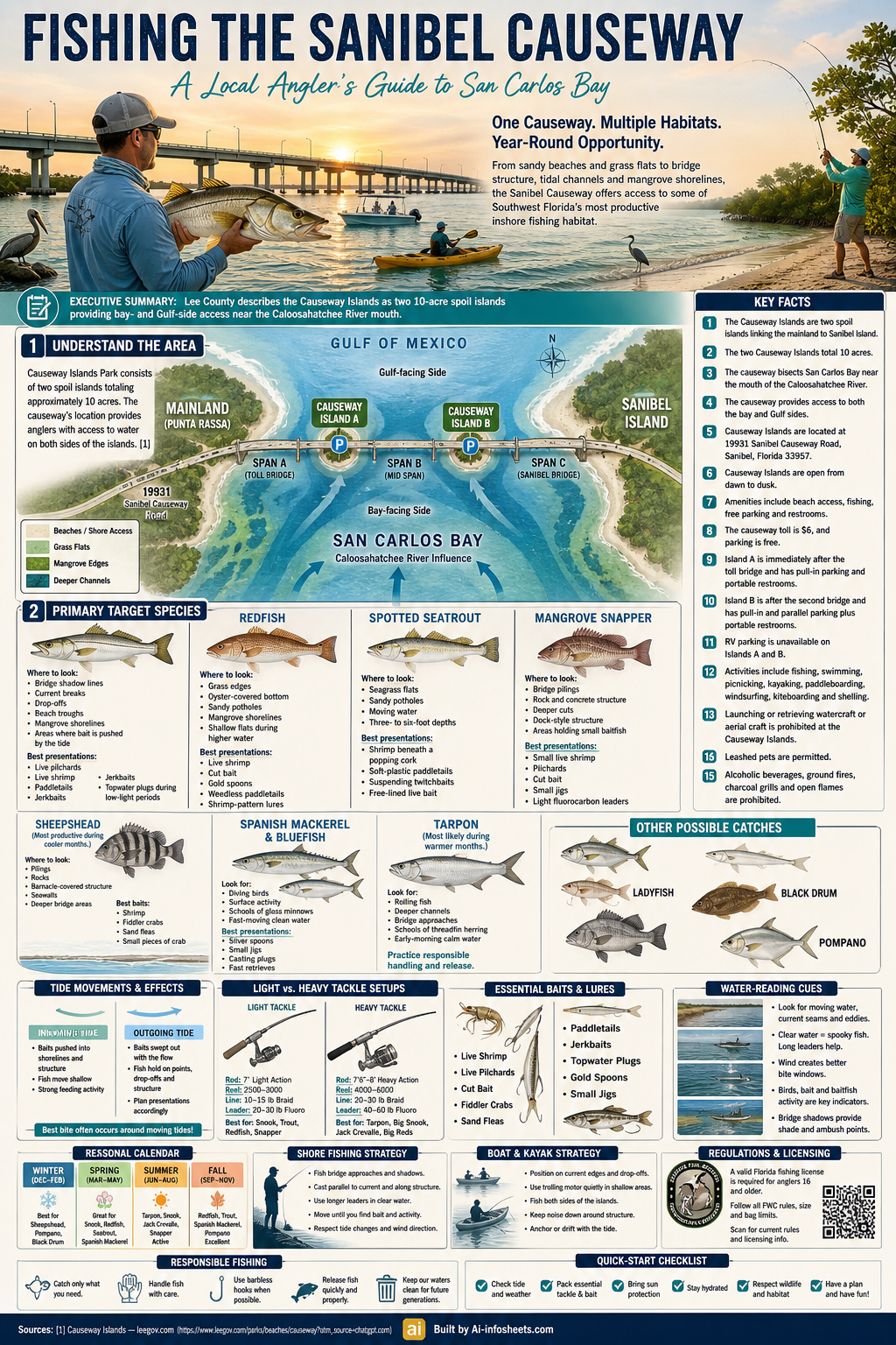 Sanibel Causeway Fishing Guide: Top Species, Tactics, and Regulations for Southwest Florida